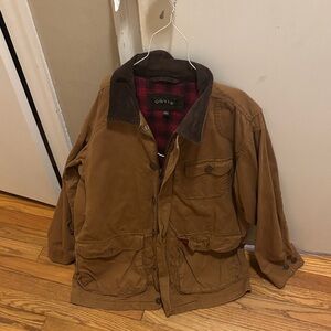 Orvis Men's Tan Field Jacket with Brown Collar